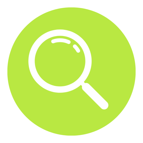 white magnifying glass on lime green background